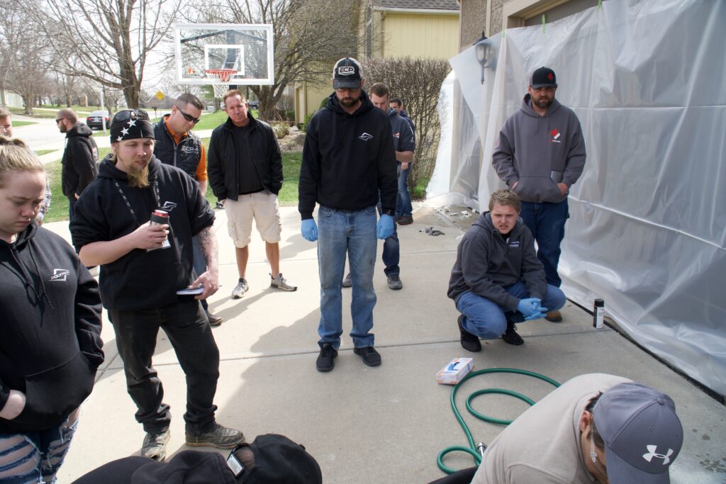 PolyPier school, installers being trained to use PolyPier for concrete leveling.